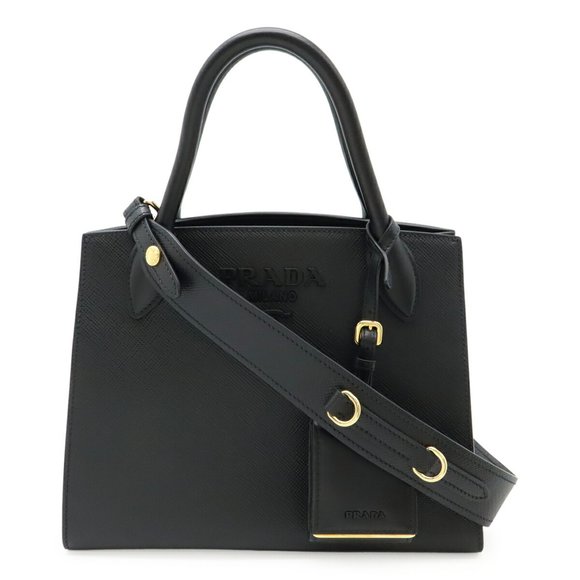 PRADA Monochrome Small Bag, Handbag/Shoulder Saffiano Leather, Nero Black, 1BA15 - Picture 1 of 10